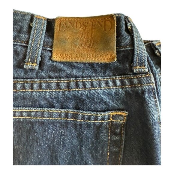 Lands End Mens Square Rigger Jeans~Size 35 x 31~Blue Dark Wash Straight ~ L14 27 - Picture 6 of 9